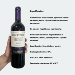 El Enigma de Casablanca Merlot - Vinho Fino Tinto Meio Seco – Reservado – 750ml / 2021 / Chile - comprar online