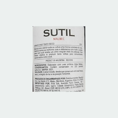 Sutil H. V. - Vinho Tinto Fino Seco Malbec - 750ml / 2021 / Argentina na internet