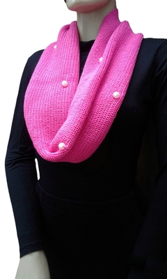 Gola Pink com Pérolas - Malauí Tricot