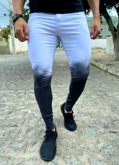 CALÇA JEANS JST BRANCA COM PRETA - Ethnos Streetwear