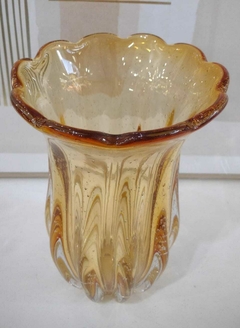 Vaso de Vidro Tipo Murano Ambar