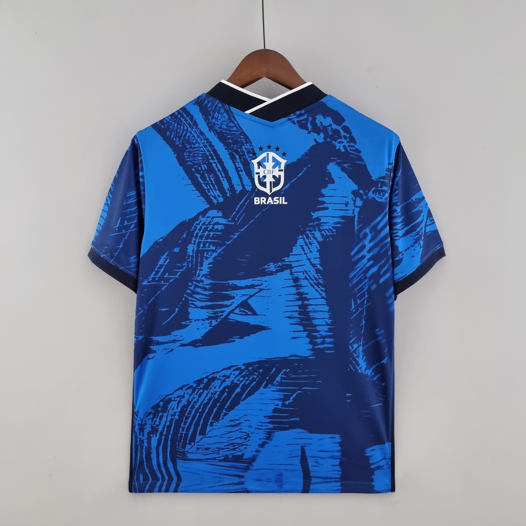 Camiseta Nike Brasil Concentração Masculina Azul