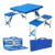 Mesa Dobrável de alumínio azul com 4 banquetas para Camping 83x65x64 Vira maleta GH200