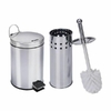 Kit lixeira de banheiro 5 L com fechamento suave da tampa + escova sanitária - aço inox - GH112