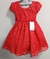 Vestido Infantil Vermelho Tule C/ Renda Florido Cinto de Pérolas Tamanho:3;Cor:Vermelho (1739VM3)