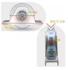 RUEDA EMBALERADA PARA PORTON CORREDIZO 10-CM CON BASE CANAL V 500 KG COMUNELLO - (copia)