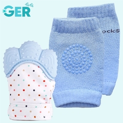 Par de rodilleras + guante mordedera, protección para gateo, seguridad para las rodillas del bebé