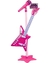 Guitarra Infantil Pedestal Com Microfone Rock Star Rosa Com Som - Original na internet