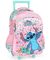 Mochila Rodinha Grande 43cm Stitch Rosa Com Chaveiro Original Luxcel - loja online