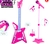 Guitarra Infantil Pedestal Com Microfone Rock Star Rosa Com Som - Original