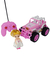 Carro Carrinho Rally Jeep Controle Remoto Rosa Super Car Com Boneca Acende Farois