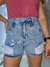 Short Jeans Feminino Detroyed Cintura Alta 100% Algodão