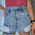 Short Jeans Feminino Detroyed Cintura Alta 100% Algodão