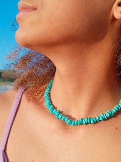 Choker de cascalho naturais turquesa