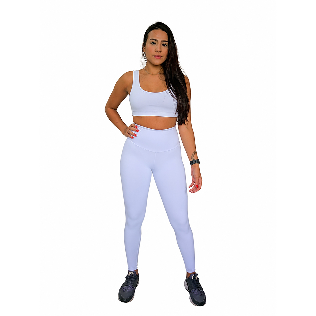 Calça legging algodão lisa branca