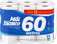 PAPEL HIG 60M BIANCO NEUTRO L12P11 FL SIMPLES