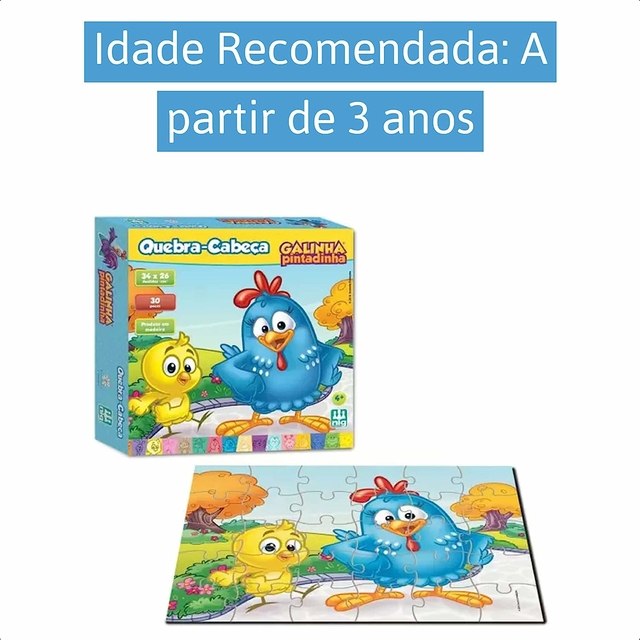 Jogo Infantil Galinha Pintadinha Quebra Cabeça 30 Peças