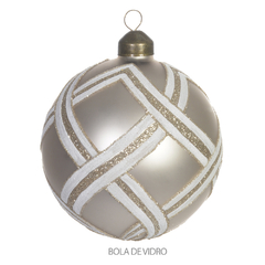 Bola natal decorada vidro (nude)