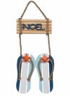 Enfeite natal placa noel beach azul/branco