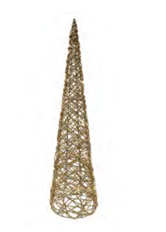 NATAL ARVORE CONE DECORATIVA C/ LED 80cm (DOURADO)