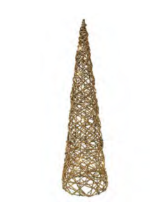 NATAL ARVORE CONE DECORATIVA C/ LED 60cm (DOURADO)