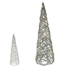 NATAL ARVORE CONE DECORATIVA C/ LED 40cm (PRATA)