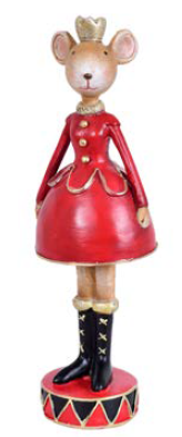 ESCULTURA NATALINA CAMUNDONGO FEMININO VERMELHO M2