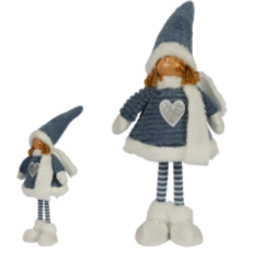 BONECO NATAL MENINA EM PE (AZUL BRANCO) 40cm