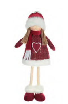 BONECO MENINA EM PE (VERMELHO BRANCO) 43cm