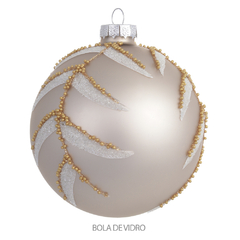 BOLA NATAL DECORADA VIDRO (NUDE)