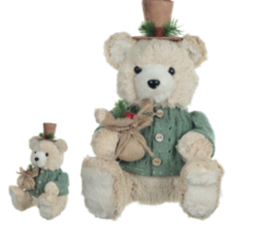 URSO NATAL SENTADO SISAL (VERDE BEGE) 36X23cm