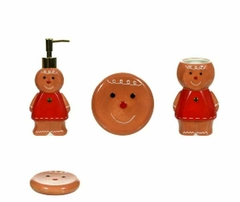 Natal kit banheiro cookie c/3 - vermelho/marrom