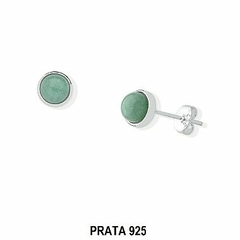 Brinco de Prata 925 com Pedra Redonda - 6,5mm