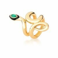 Anel Snake Esmeralda Banhado a Ouro 18k 2v