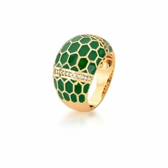 Anel Asteca Mosaico Banhado a Ouro 18k