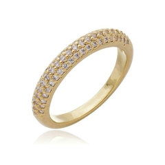 Anel Shine Full Circle, cravejado, banho ouro 18 k