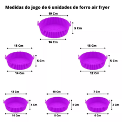 Kit C/6 Formas de Silicone Para Air fryer Tamanho variados Reutilizável Protetor Assadeira Com Alça na internet