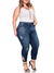 Calça Cropped Jeans Plus Size 5248 Strecht Lycra com fenda lateral na barra - loja online