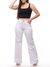 Calça Wide Leg Sarja Branca 5808 Modelagem Comfy Elegante Tecido Premium com Elastano Strech Lycra Cintura Média Fact Jeans