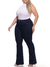 Calça Bootcut Flare Jeans 5893 Escuro Tecido Premium Leve Macio com Elastano Strech Lycra Modelagem Chapa Barriga Bolso Embutido Cintura Alta Plus Size Fact Jeans