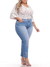 Calça Cropped Jeans 5894 com Bordado na Barra Tecido Premium com Elastano Strech Lycra Modelagem Levanta Bumbum Chapa Barriga Cintura Alta Plus Size Fact Jeans - comprar online