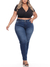 Calça Skinny Jeans Básica 5939 Lavagem Estonada Tecido Macio com Elastano Strech Lycra Chapa Barriga Levanta Bumbum Cintura Alta Plus Size Fact J