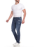 Calça Masculina Tradicional Jeans 5961 Lavagem Estonada com Puídos Tecido Premium com Elastano Lycra Stretch Fact Jeans