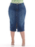 Saia Midi Jeans 5988 Fenda Frontal Lavagem Estonada Tecido Premium com Elastano Lycra Stretch Fact Jeans - Fact Jeans