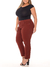 Calça Cropped Sarja Colorida Plus Size Cintura Alta Barra Bordada - comprar online