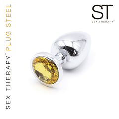 PLUG STEEL - ANAL - PIEDRA CRISTAL AMARILLO -