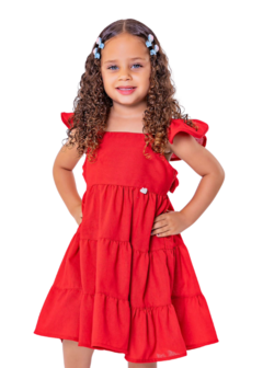 Vestido Infantil Menina Linho Vermelho - comprar online