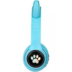 Fone Bluetooth Orelha De Gato Led Colorido (AZUL) - comprar online