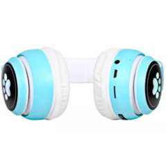 Fone Bluetooth Orelha De Gato Led Colorido (AZUL) na internet