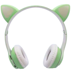 Fone Bluetooth Orelha De Gato Led Colorido (VERDE) - comprar online